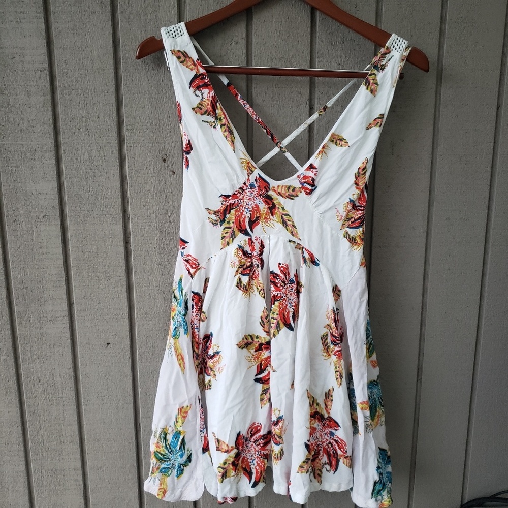 Free people tank top floral print strappy back XS